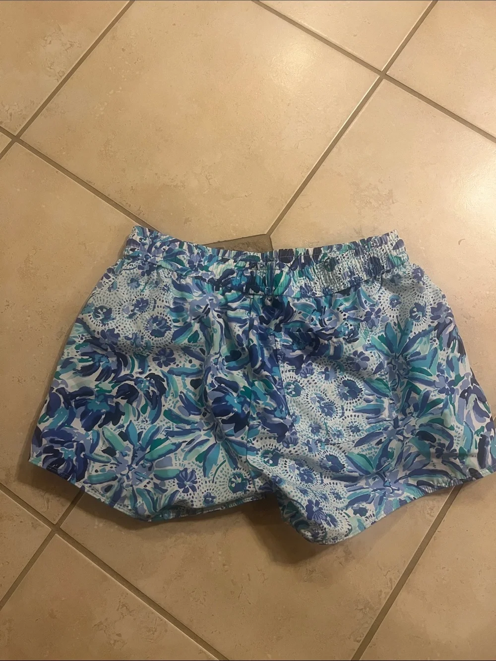 Lilly Pulitzer Blue & Aqua Floral Athletic Shorts
